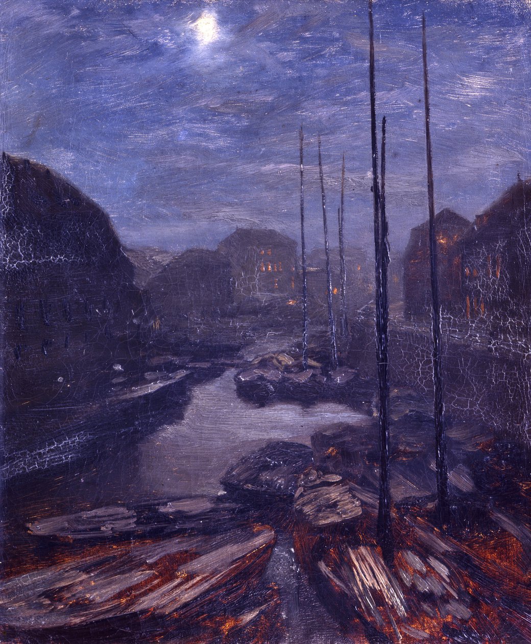 Måneskinn over Friedrichsgracht i det gamle Berlin av Adolph Menzel