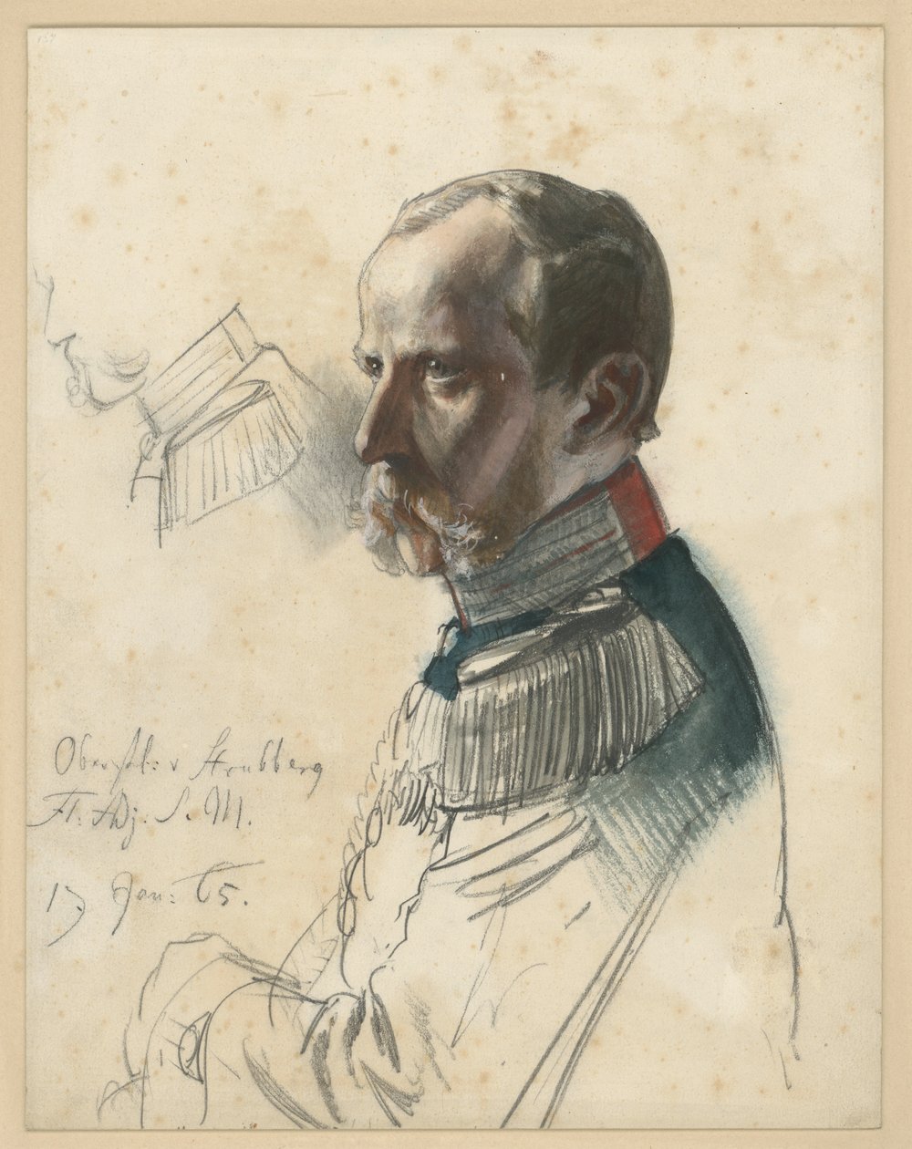 Oberstløytnant von Strubberg, kongens fløyadjutant av Adolph Menzel