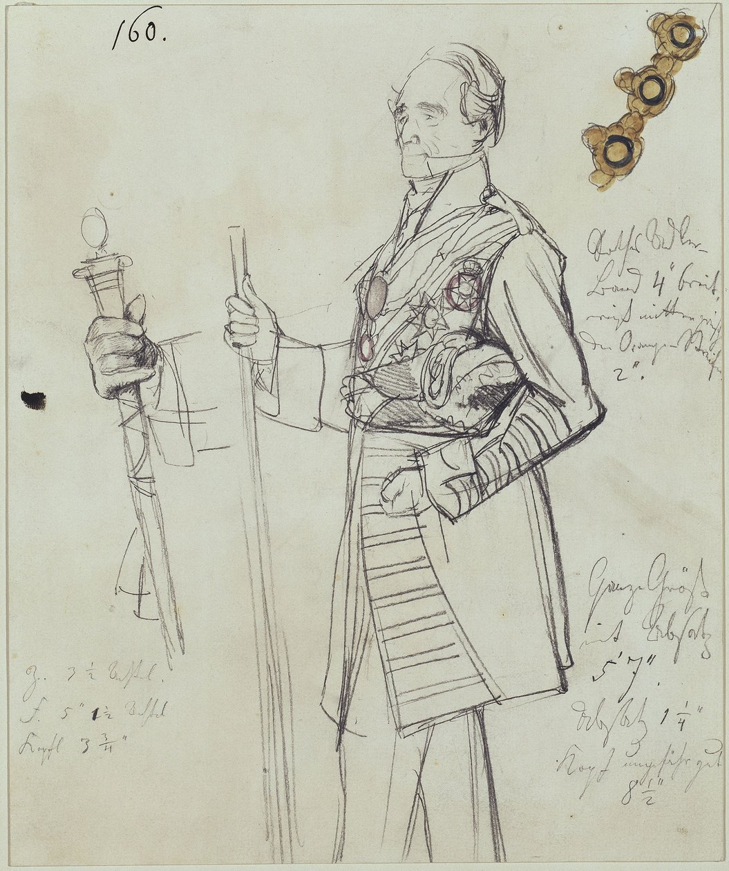 Overseremonimester Rudolf greve Stillfried-Alcantara. Studie til maleriet «Kroningen av Wilhelm I i Königsberg» av Adolph Menzel