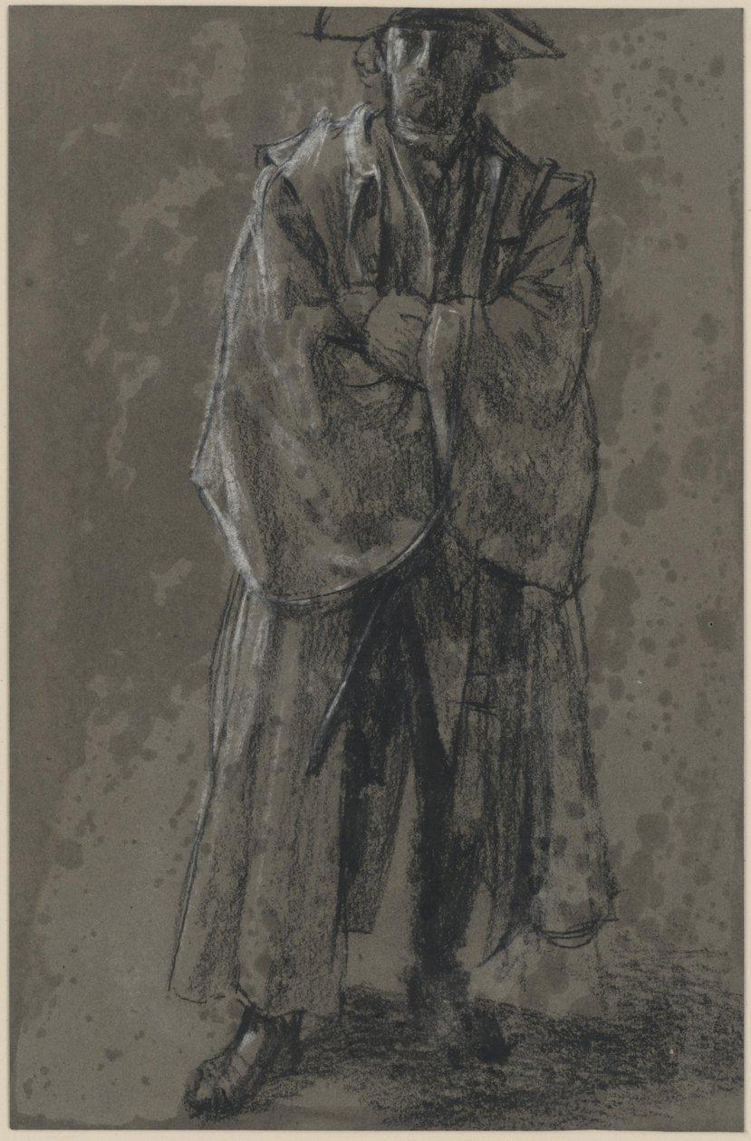 Offiser med frakk og hatt (holdningsstudie av Moritz von Anhalt-Dessau) av Adolph Menzel