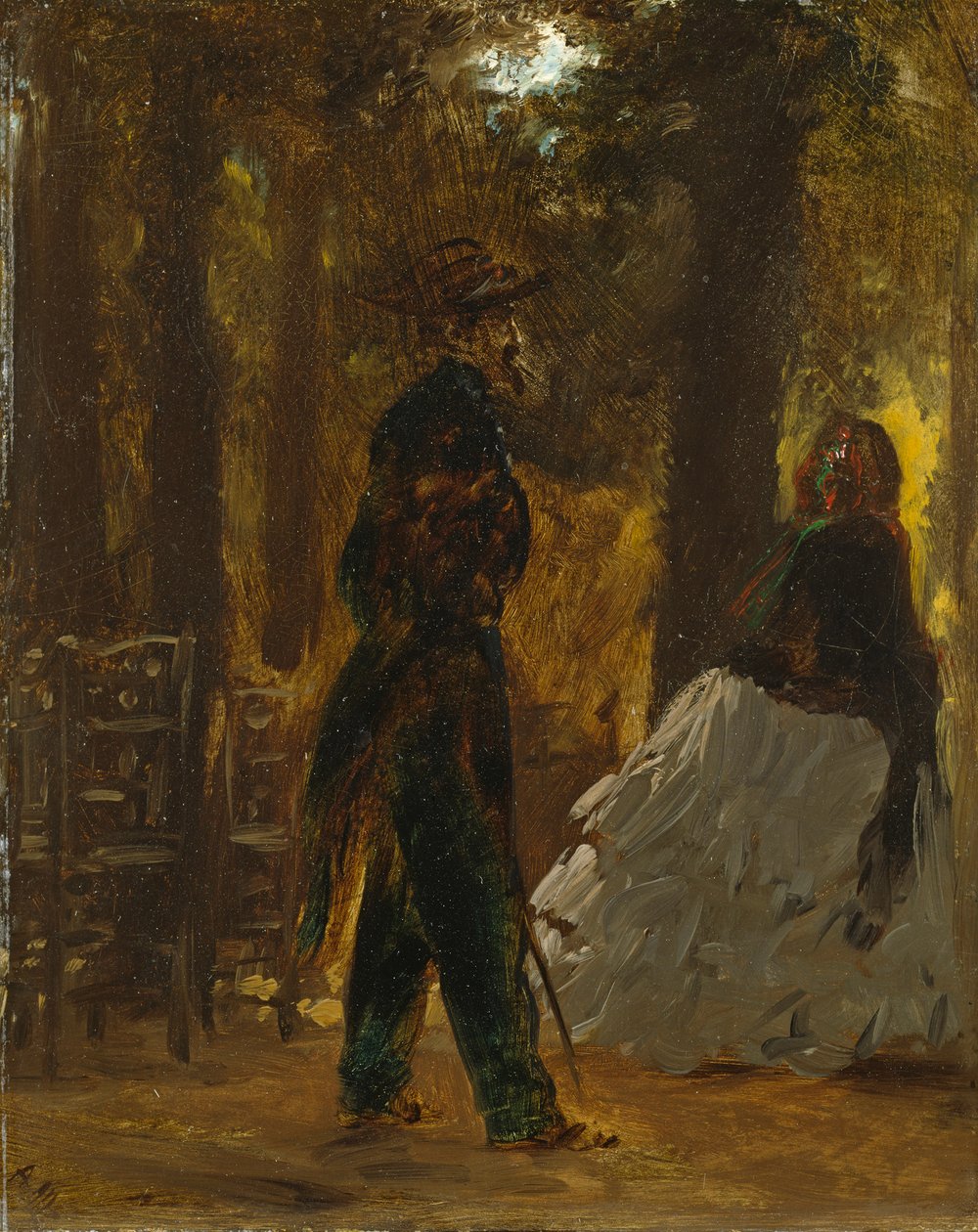 Politimann og dame i Tuileriene av Adolph Menzel