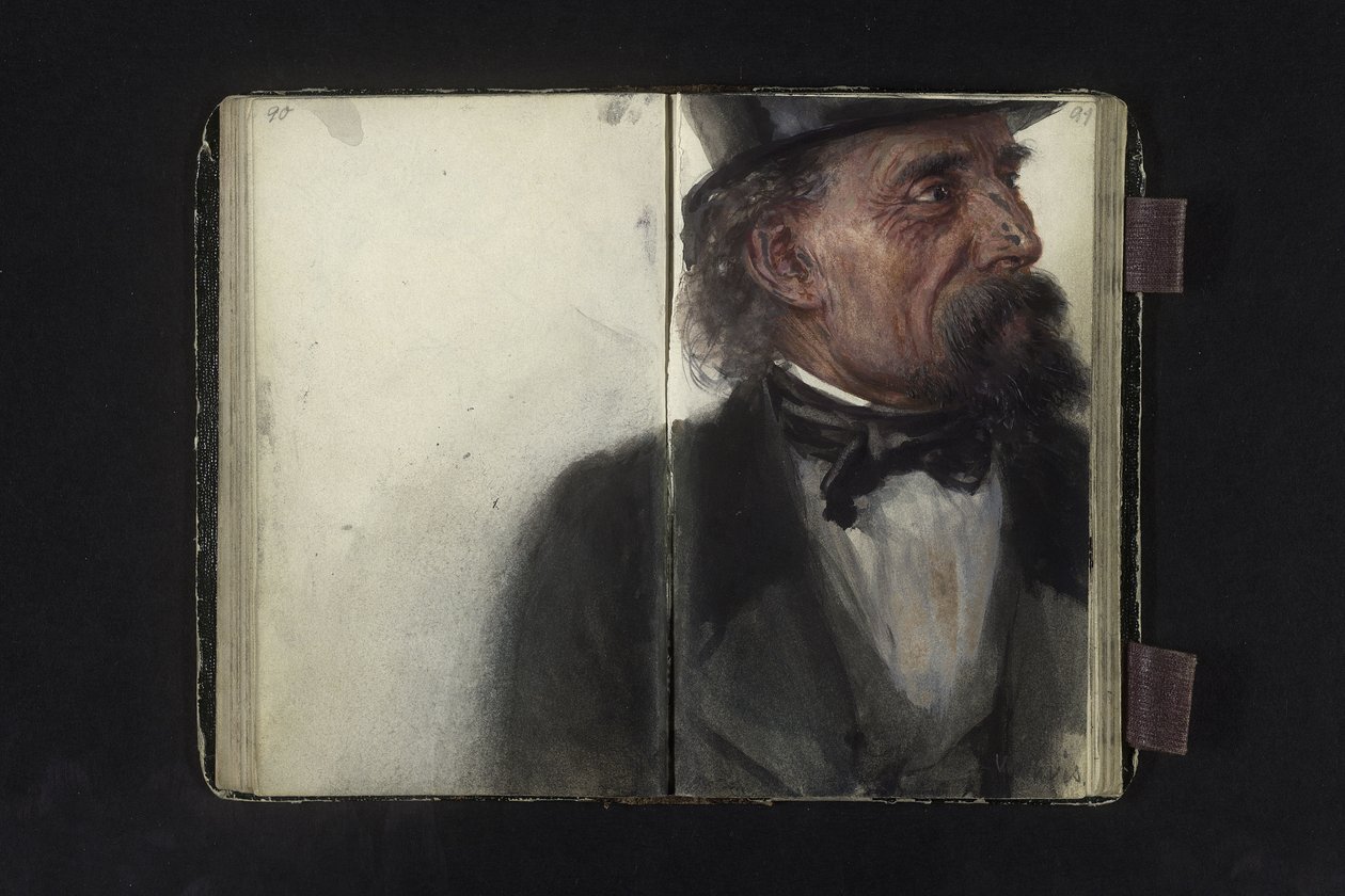 Portrett av en mann med flosshatt av Adolph Menzel