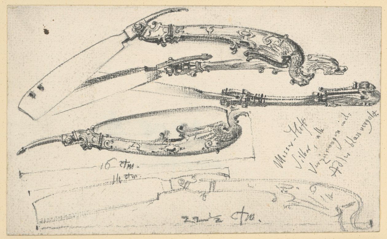 Barberkniv, kanskje fra jakt- og arbeidsbordet til kurfyrst Johann Georg I av Sachsen, Historisk museum, Dresden av Adolph Menzel