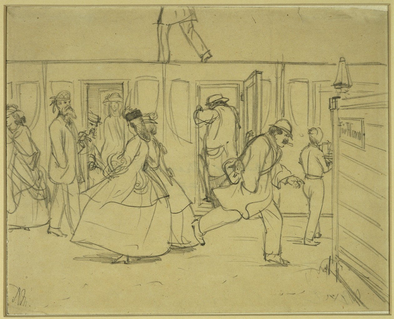 Reisende på jernbanestasjonen («For herrer») av Adolph Menzel