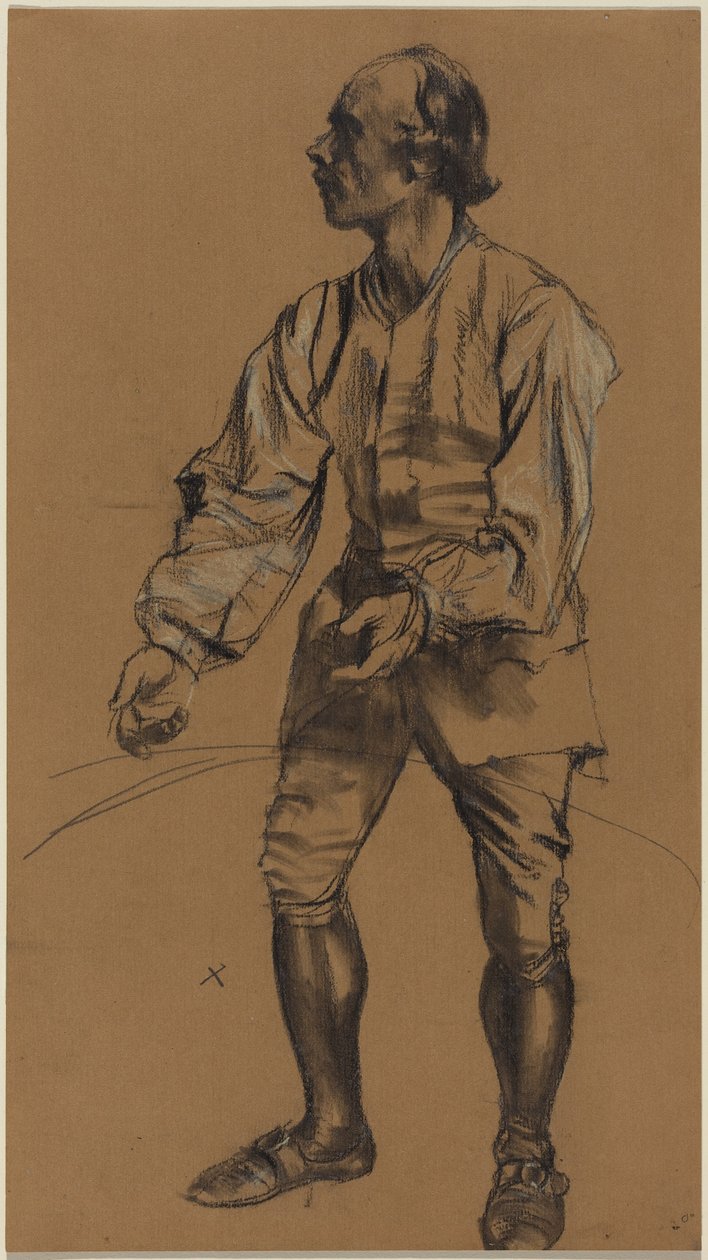 Richard Menzel poserer i kostyme fra 1700-tallet av Adolph Menzel