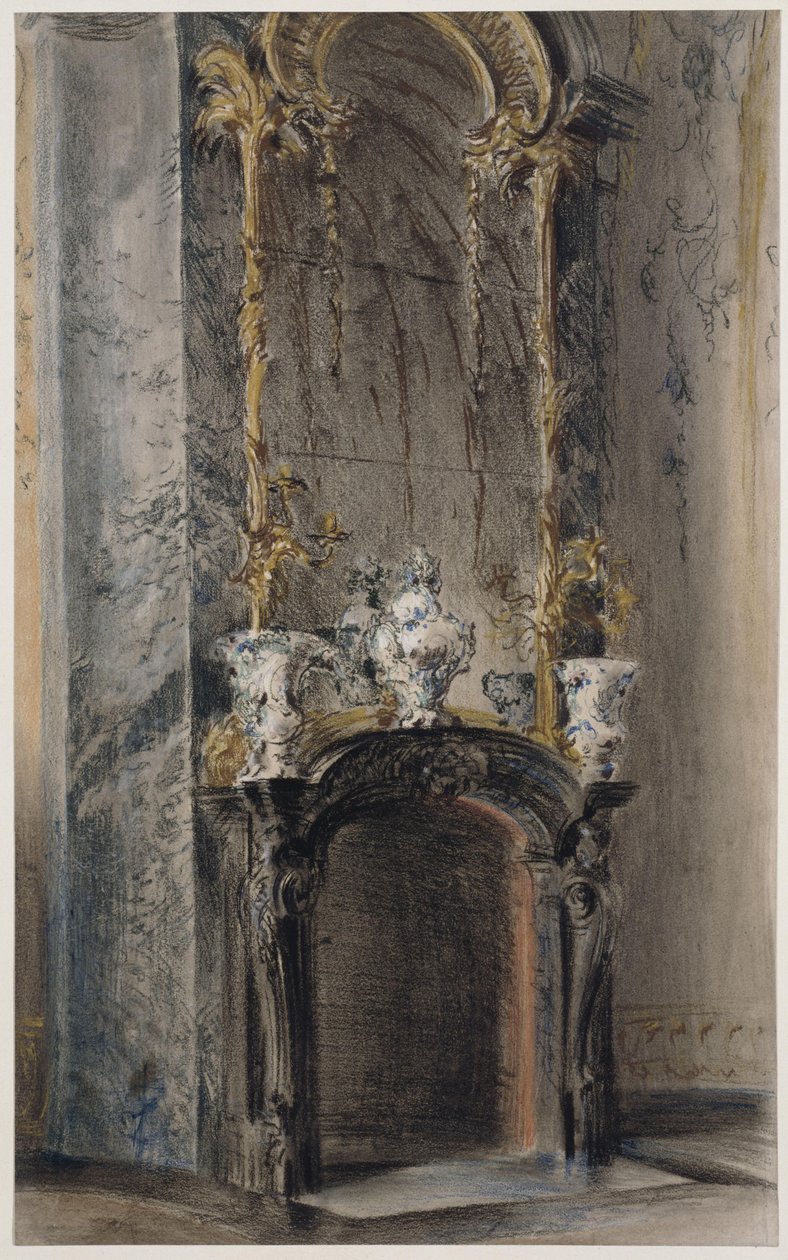 Rokokkopeis i Det ovale kabinett i Det nye slottet i Potsdam av Adolph Menzel