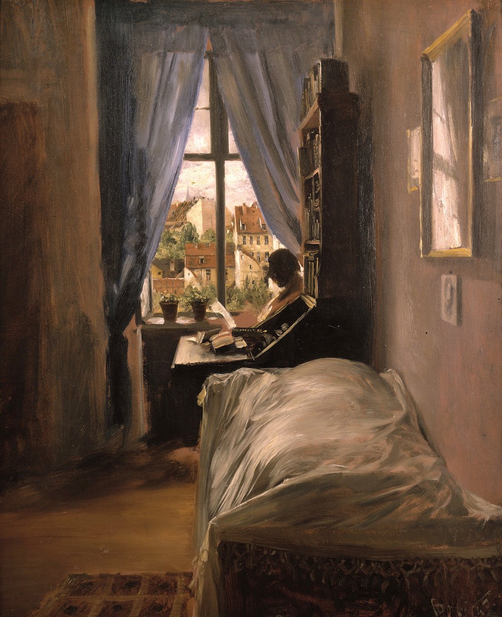 Kunstnerens soverom i Ritterstraße av Adolph Menzel