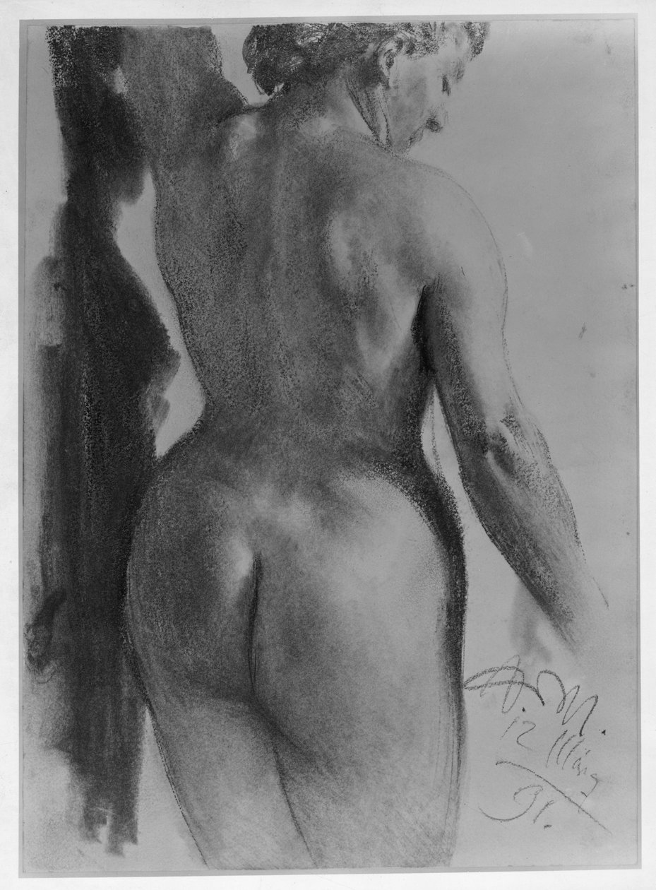 Stående kvinnelig akt sett bakfra av Adolph Menzel