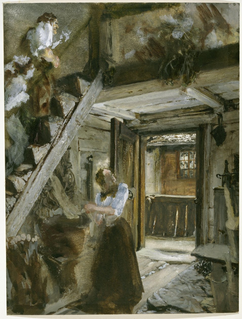 Trapp i en gård med figurative dekorasjoner av Adolph Menzel