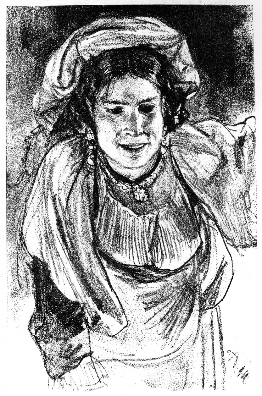 Studie av en italiensk jente, c1880-1882. av Adolph Menzel