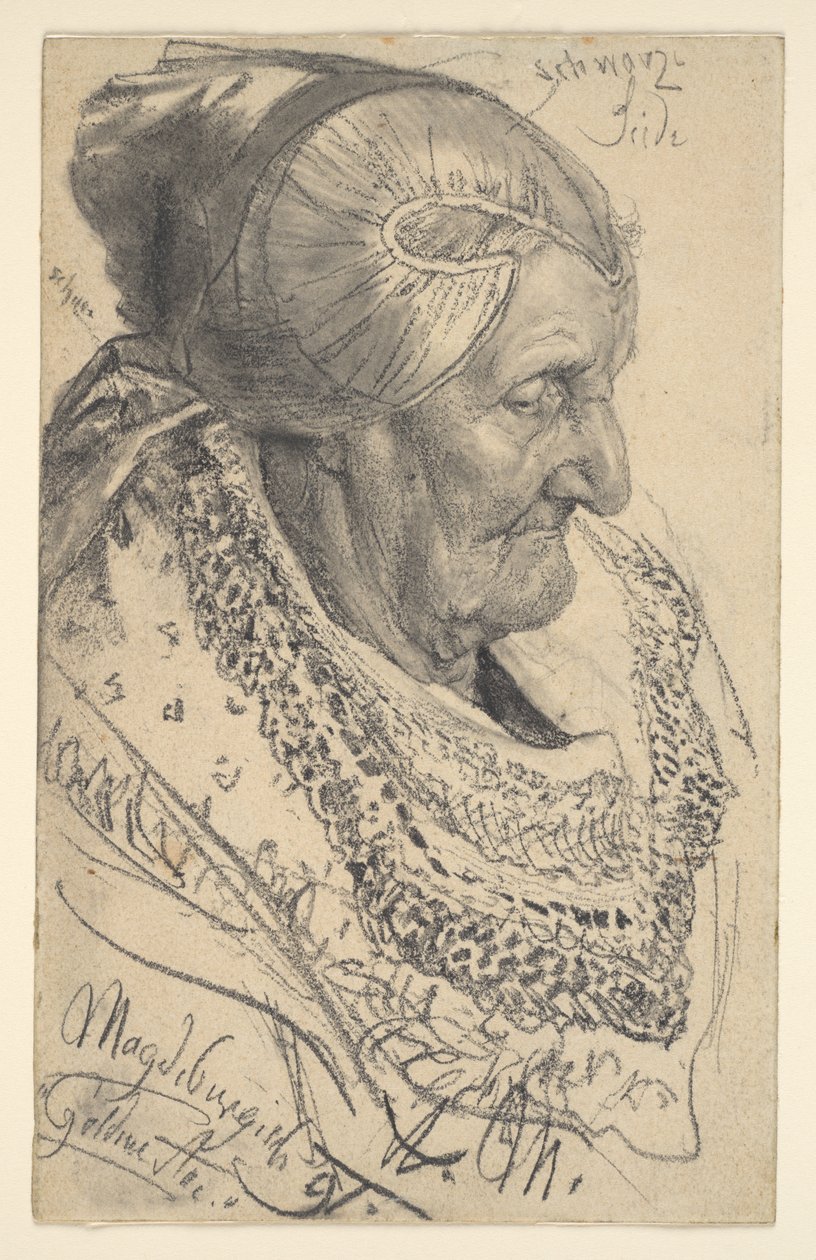 Studie av en gammel kvinne fra Magdeburg av Adolph Menzel
