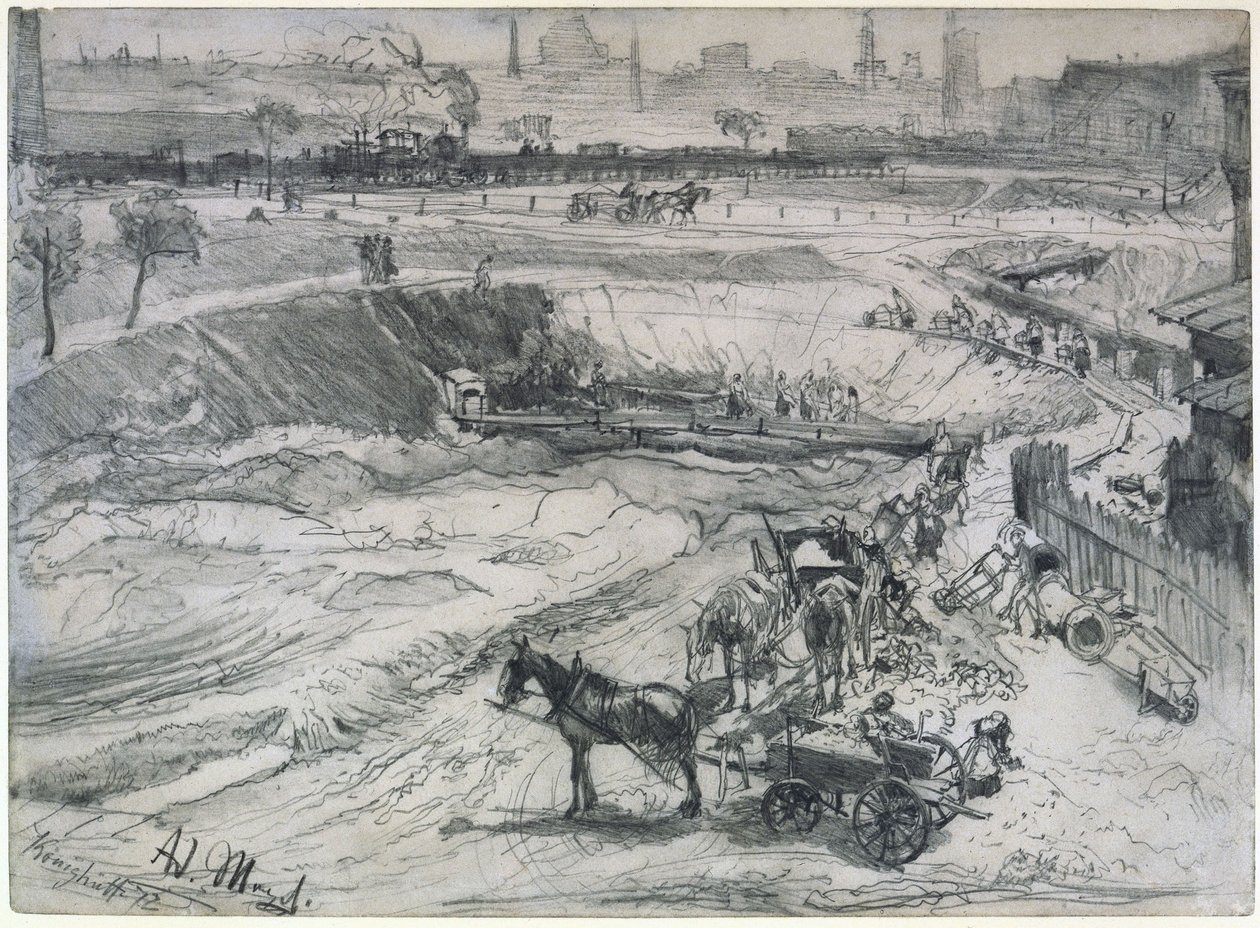 Dagbrudd i Königshütte av Adolph Menzel