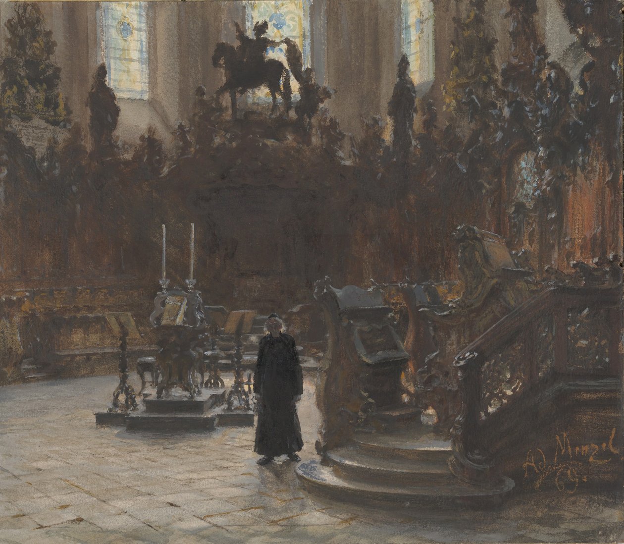 Korstallene i Mainz-katedralen, 1869. av Adolph Menzel