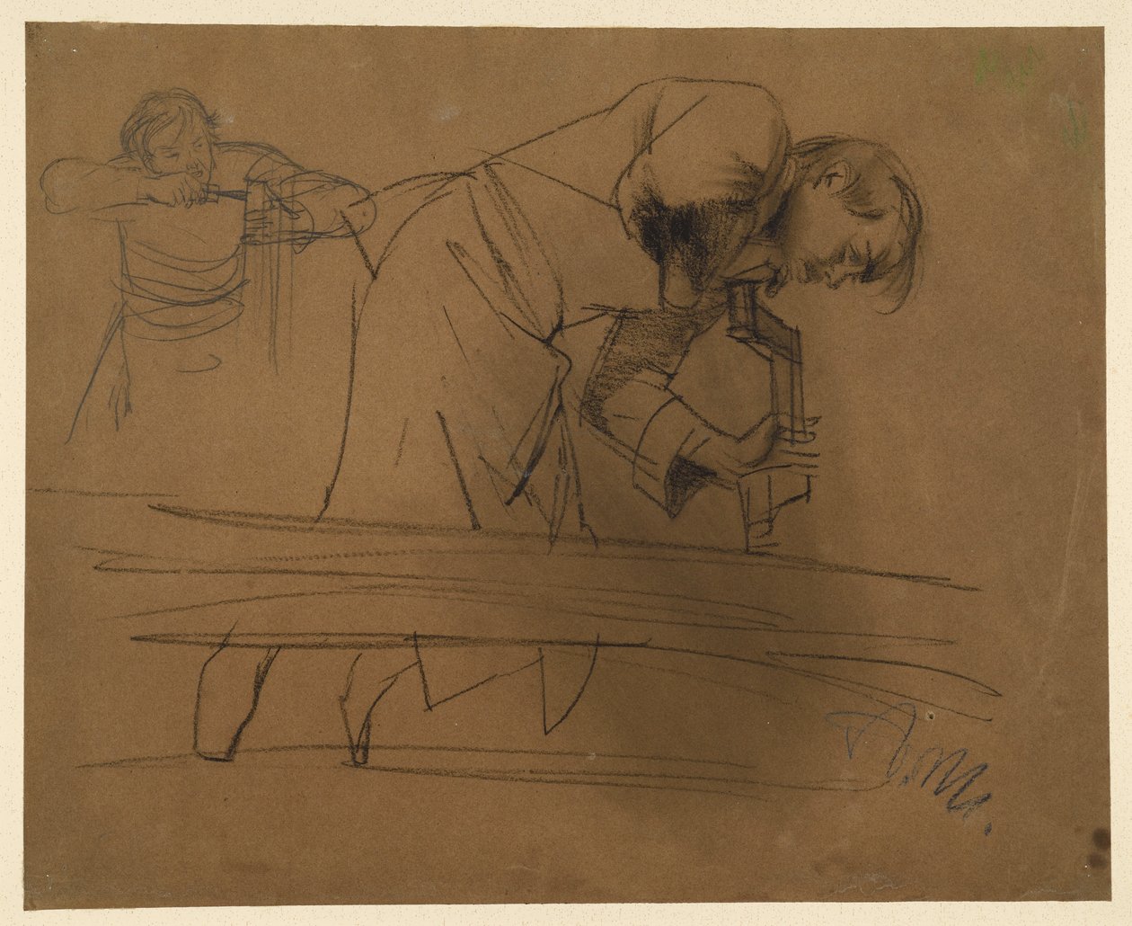 Snekker som arbeider med bor og stemjern av Adolph Menzel