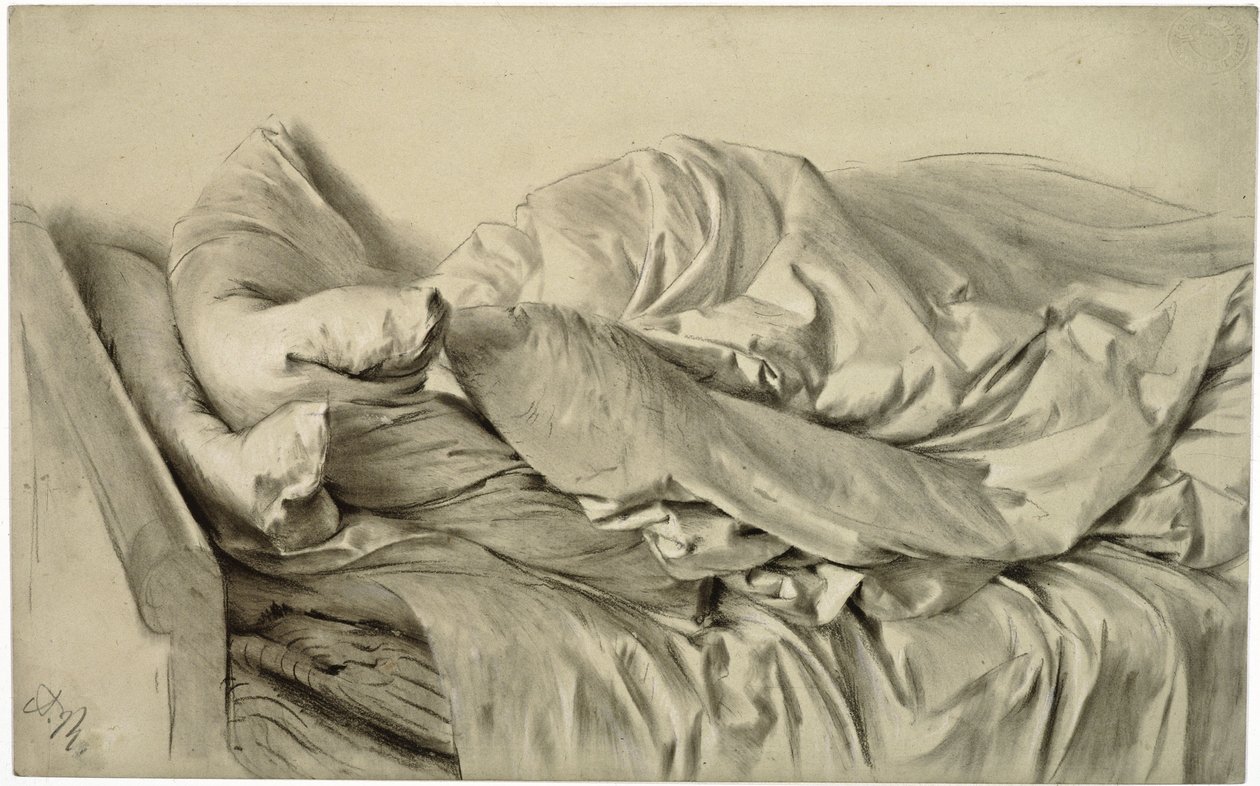Uoppredd seng av Adolph Menzel