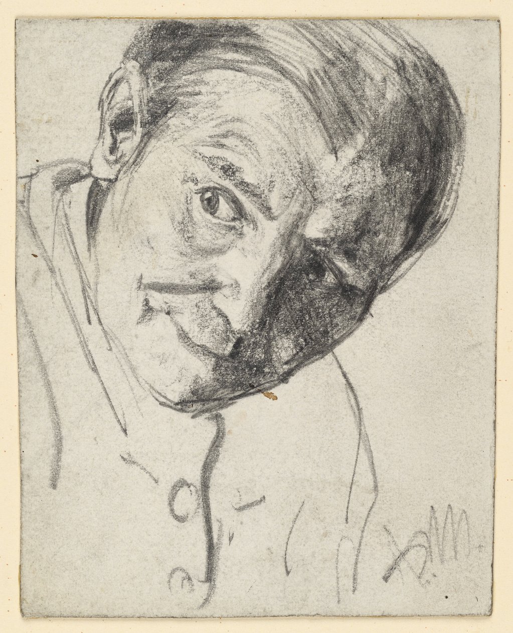 Hodet bøyd fremover, blikket rettet spent mot siden av Adolph Menzel
