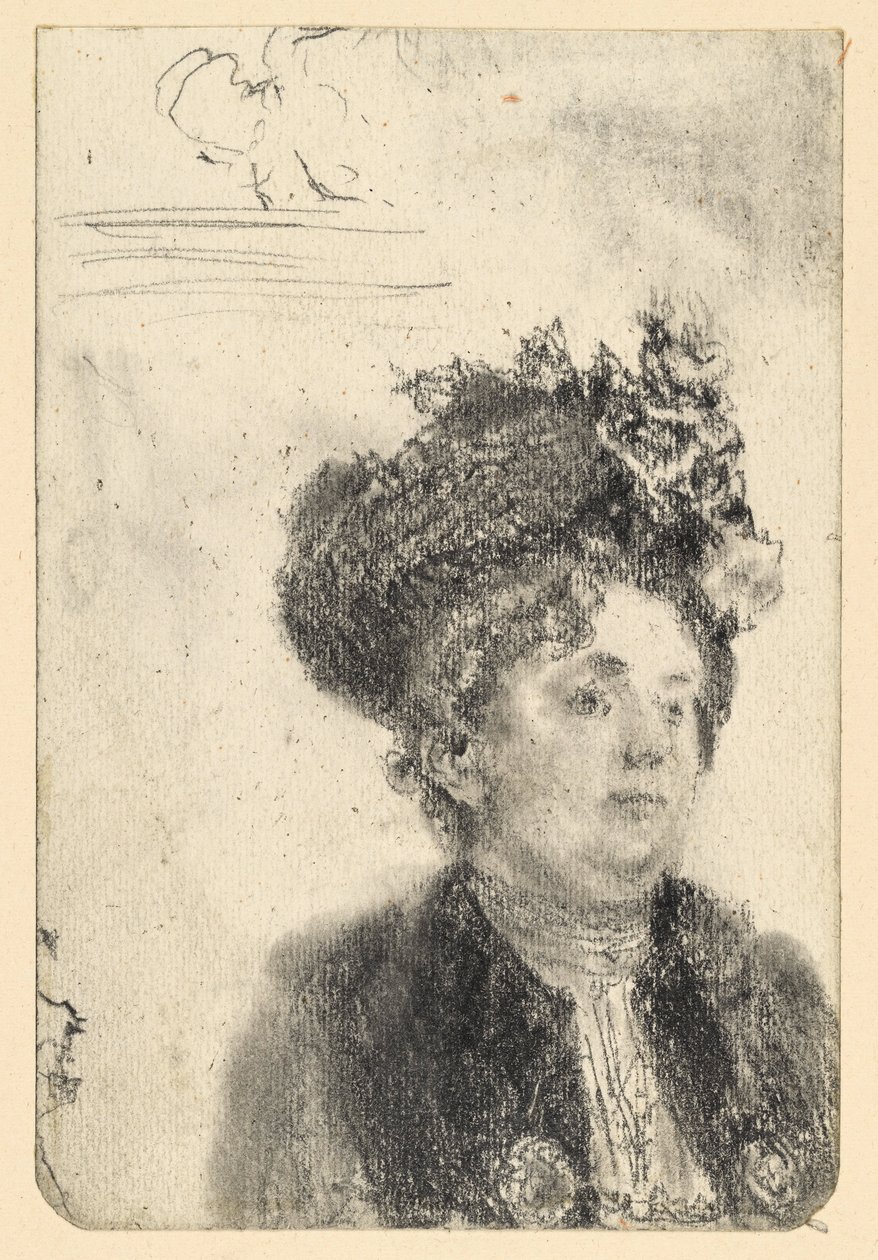 Kvinnelig brystbilde med hatt av Adolph Menzel