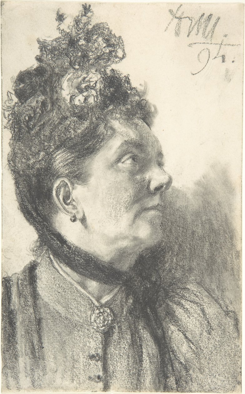 Kvinne med en hatt av knust fløyel av Adolph Menzel