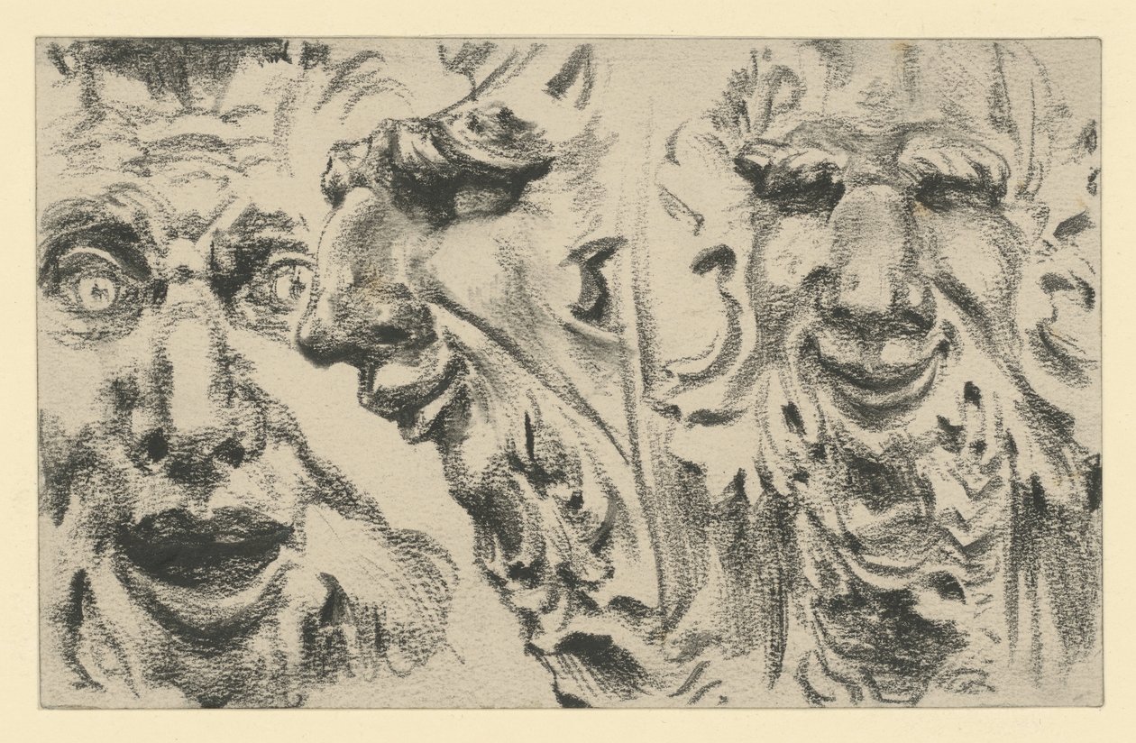 To faunmasker i Zwinger i Dresden av Adolph Menzel