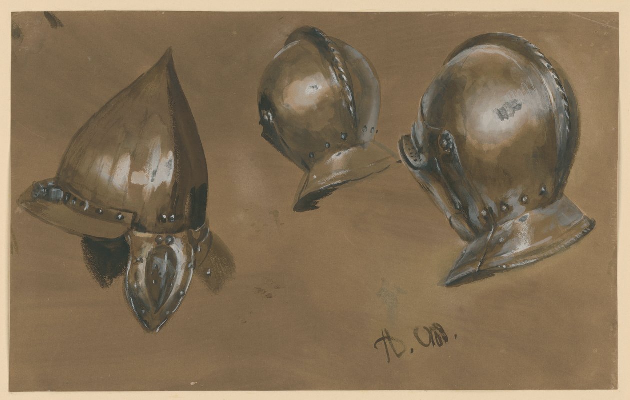 To hoderustninger og en hjelm av Adolph Menzel