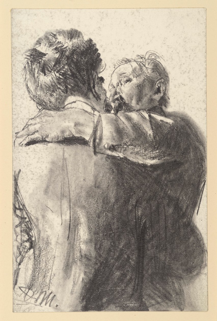 To omfavnende menn, sett bakfra og fra siden av Adolph Menzel