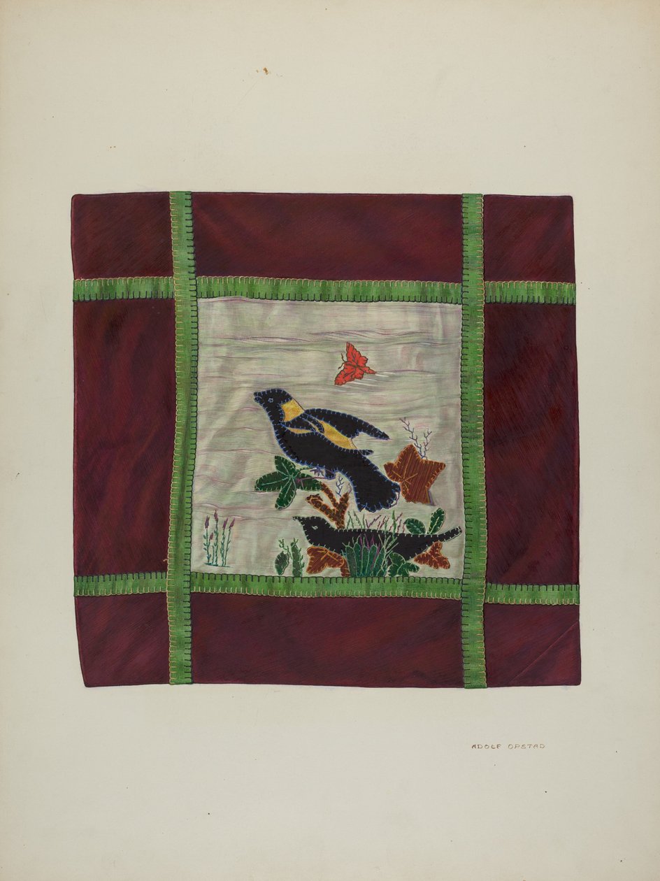 Applique Coverlet Detail, 1941. av Adolph Opstad