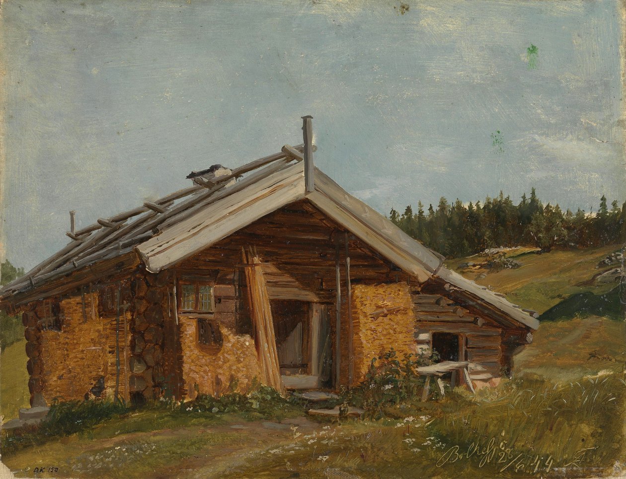 Gårdshus ved Bolkesjø av Adolph Tidemand