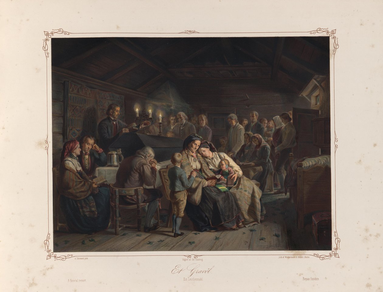 Illustrasjon hentet fra boken Norske Folkelivsbilleder av Tidemand, Adolph og utgitt av Chr. Tønsberg (Christiania, 1858) av Adolph Tidemand