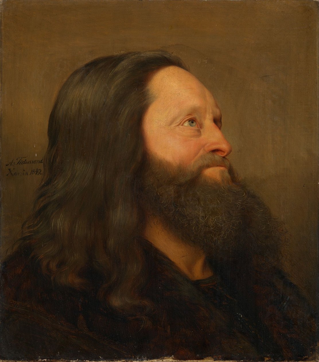 Portrettstudie av en gammel mann av Adolph Tidemand