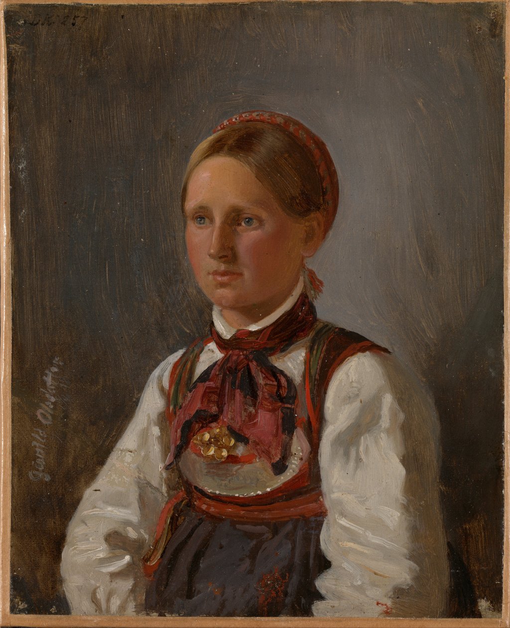 Portrait of Gunild Olsdatter from Tinn av Adolph Tidemand