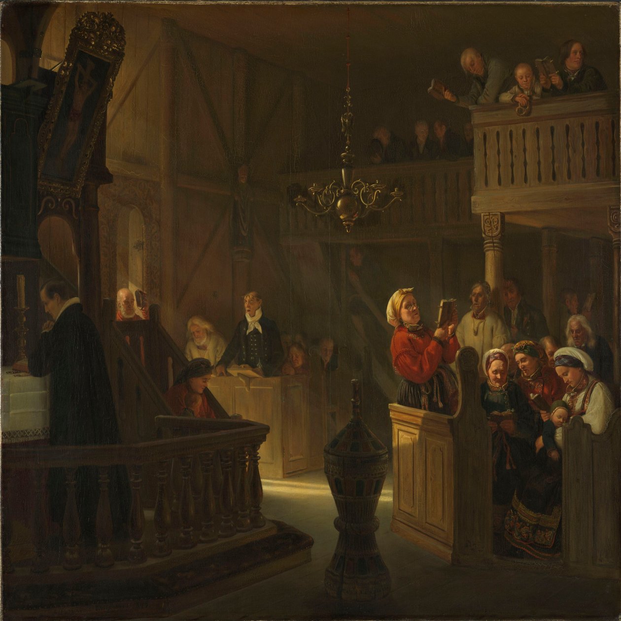Gudstjeneste i en norsk landskirke av Adolph Tidemand