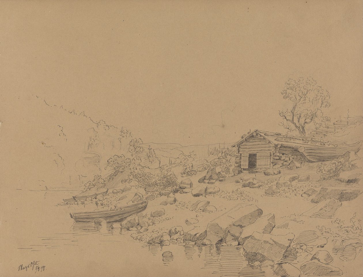 Strandscene, Magooset av Adolph Tidemand
