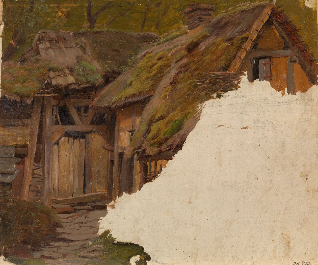 Studie av en gammel gård av Adolph Tidemand