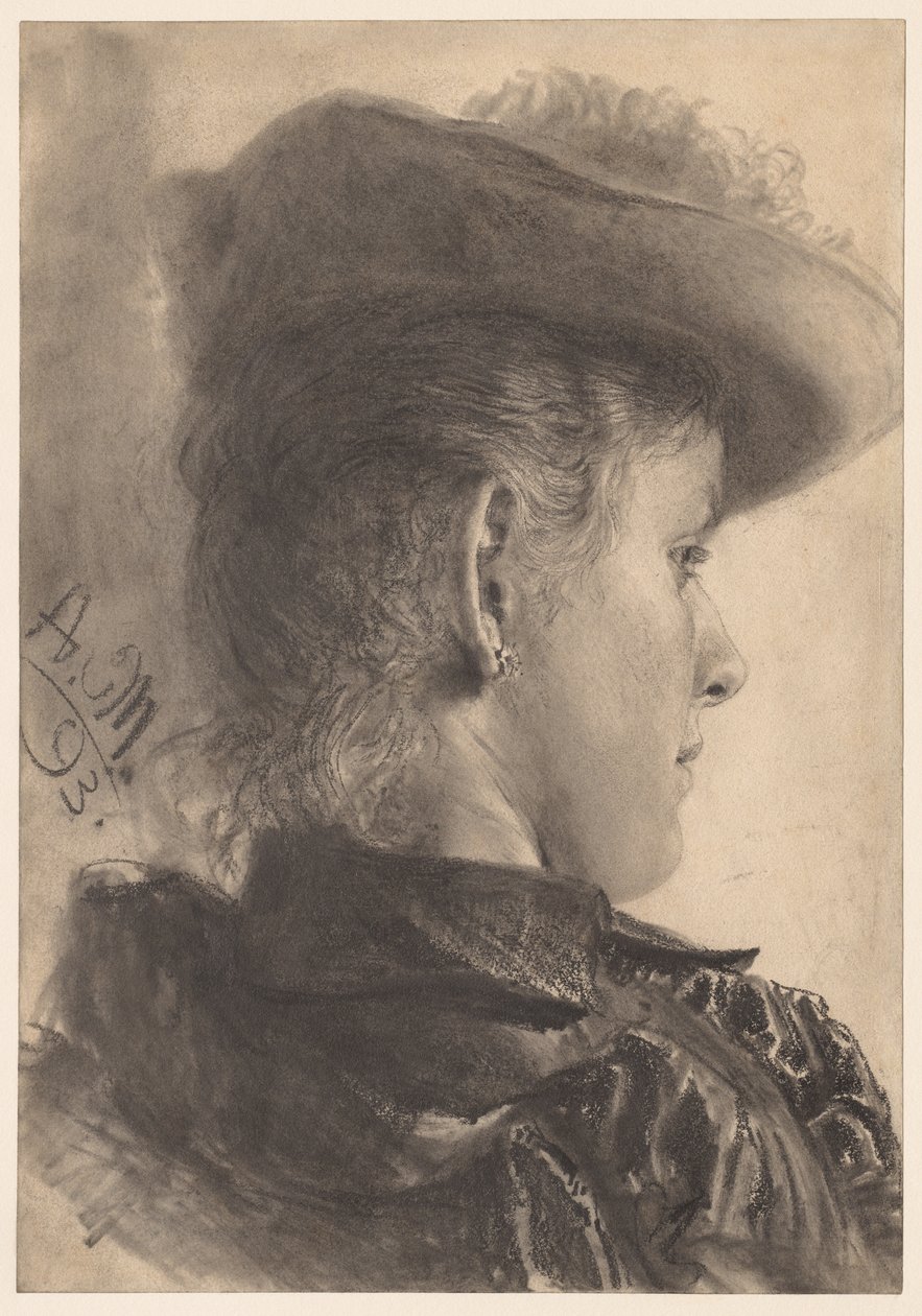 Byste av en kvinne, sett bakfra, 1893. av Adolph Menzel