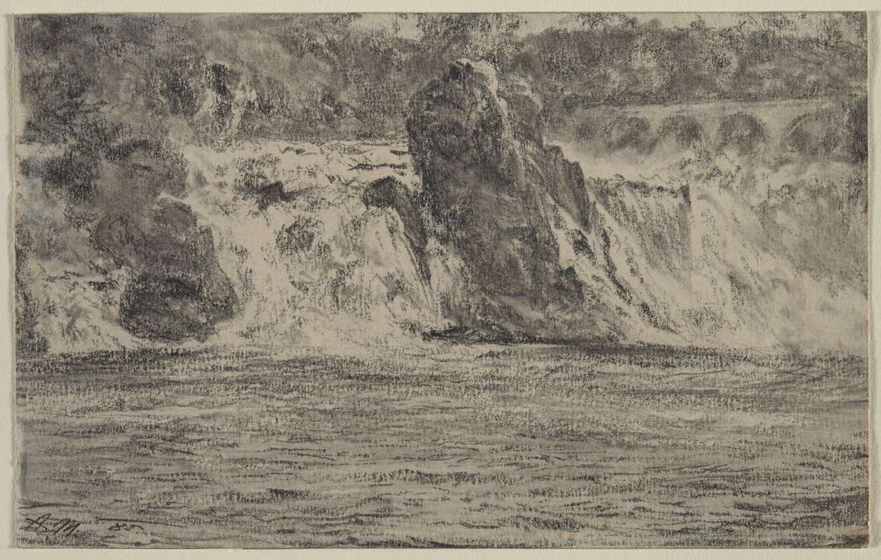 Falls of the Rhine ved Schaffhausen av Adolph Menzel