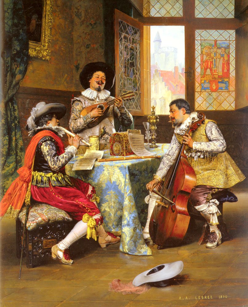 Den musikalske trioen av Adolphe Alexandre Lesrel