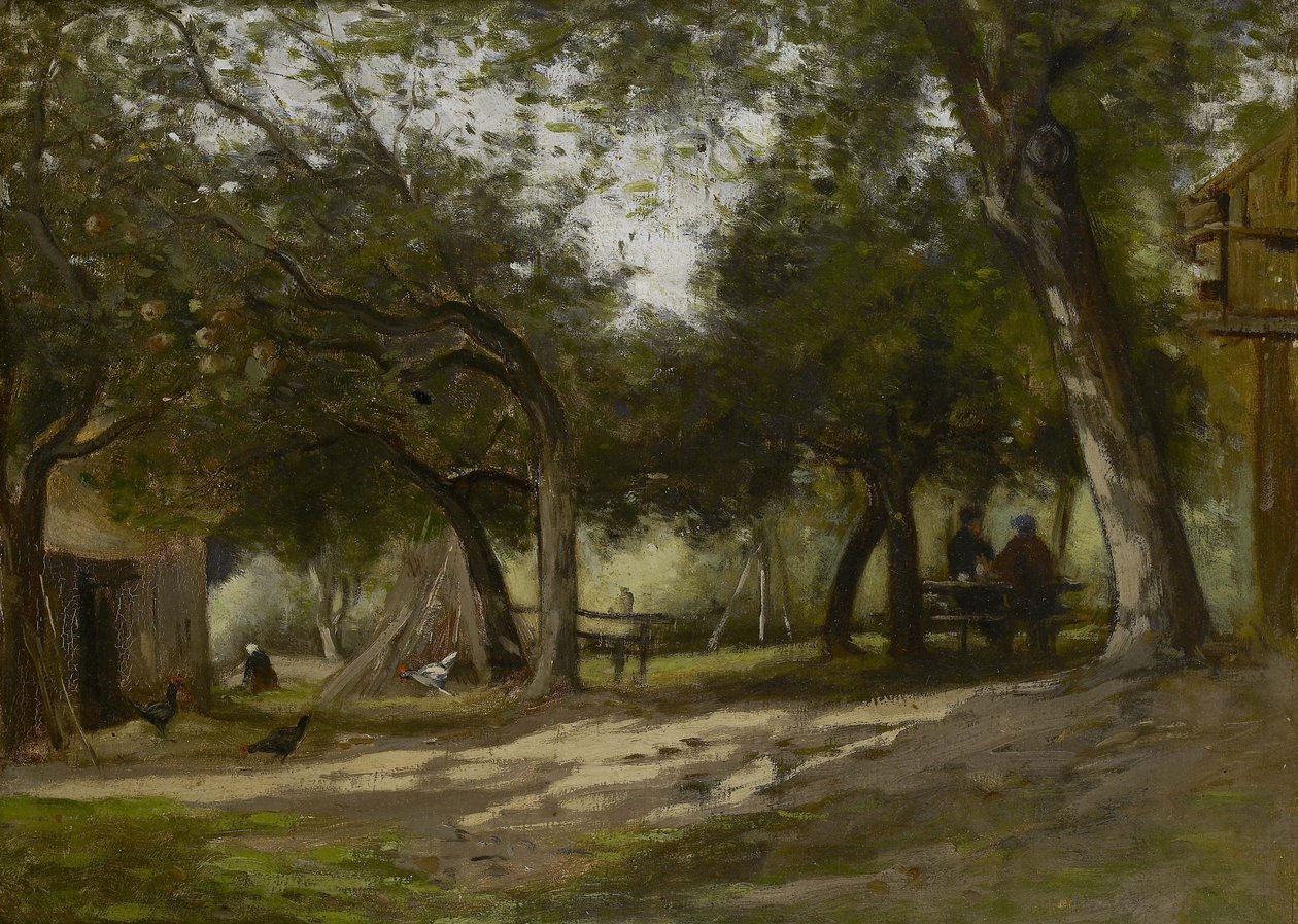 Landskap med gårdstun, 1830 av Adolphe Felix Cals