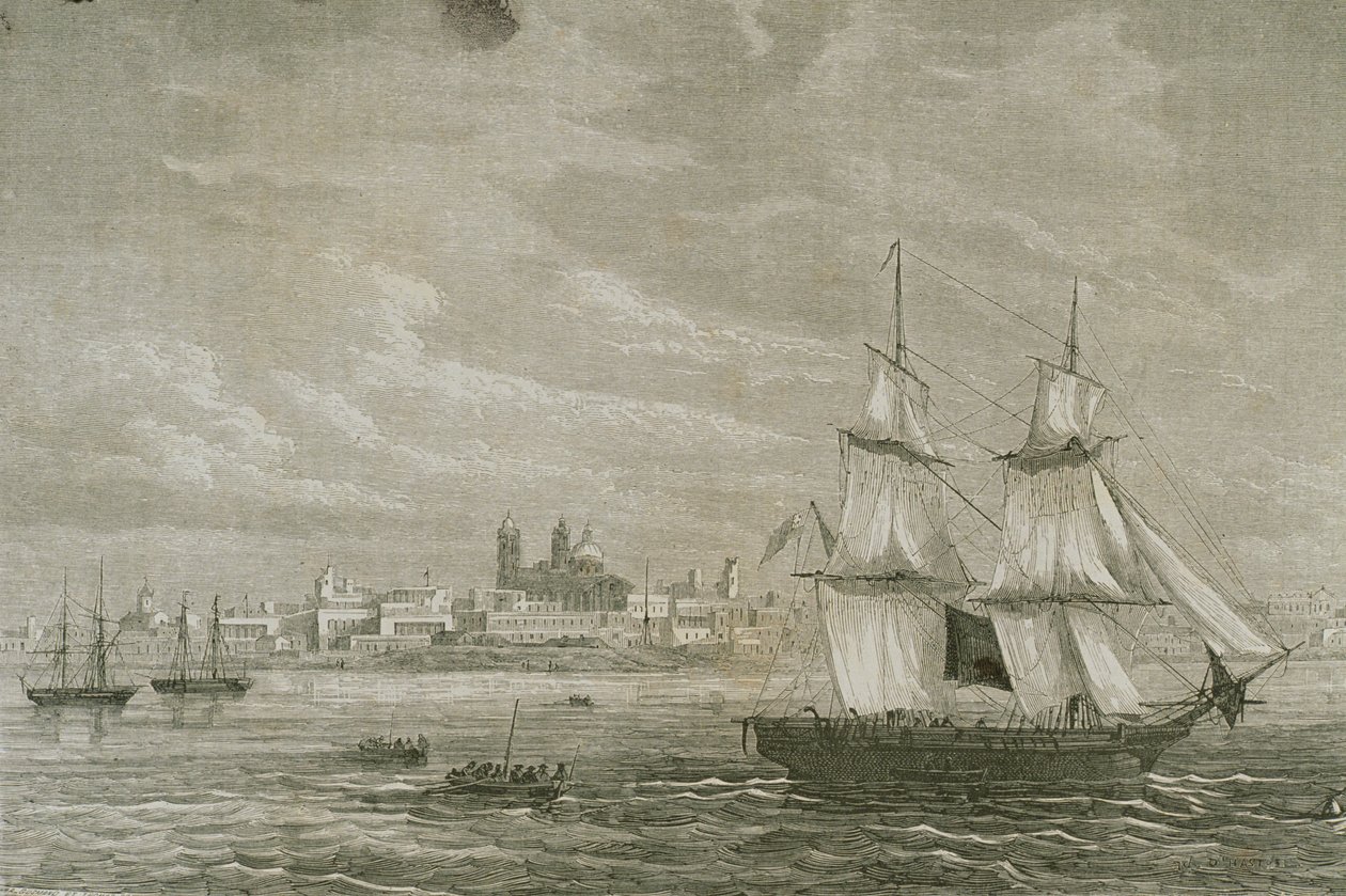 Utsikt over Montevideo, Uruguay, på 1860-tallet av Adolphe Gusman