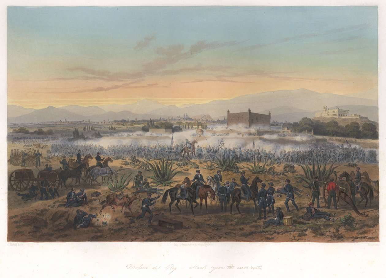 Molino del Rey-angrep på casa mata (8. september 1847) i den meksikansk-amerikanske krigen av Adolphe Jean Baptiste Bayot