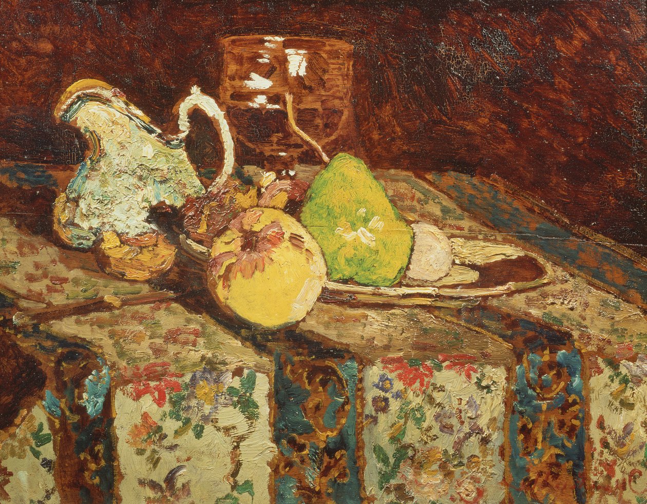 Stilleben med hvit mugge, ca. 1878-80 (panel) av Adolphe Joseph Thomas Monticelli