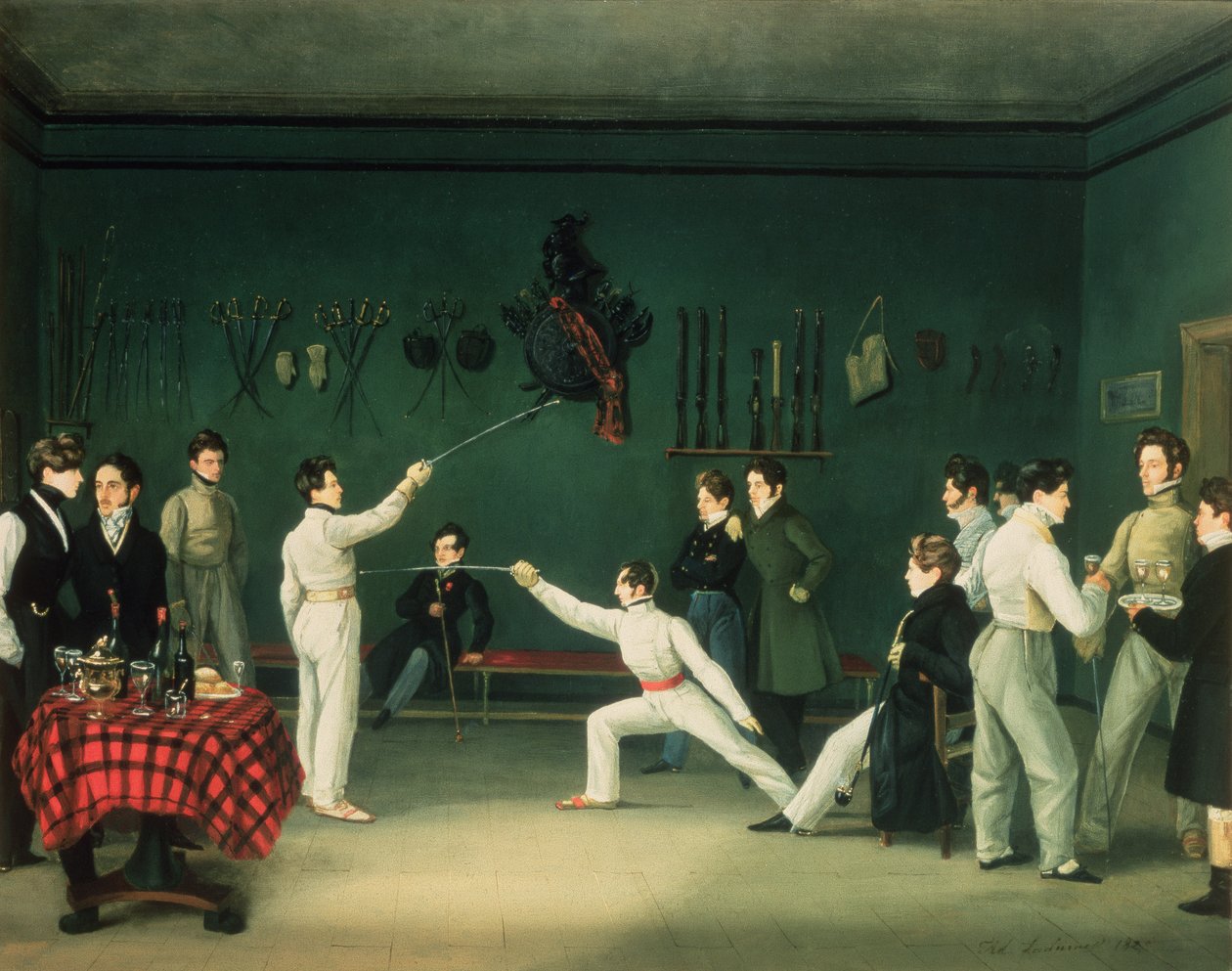 En fektingsscene, 1827 av Adolphe Ladurner