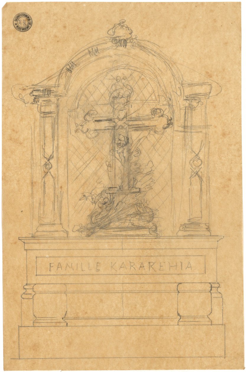 Skisse av en grav for Karakehia-familien på Père Lachaise-kirkegården i Paris av Adolphe Victor Geoffroy Dechaume