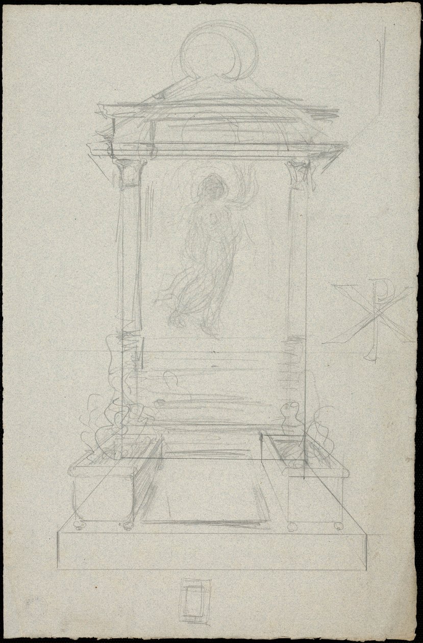 Skisse av en grav for Karakehia-familien på Père Lachaise-kirkegården i Paris av Adolphe Victor Geoffroy Dechaume