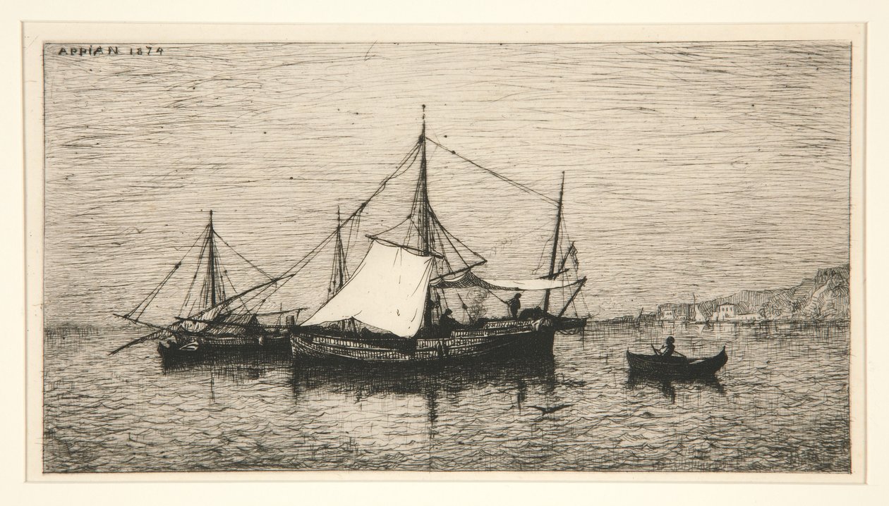 Kystfartøy (Italias kyster) av Adolphe Appian
