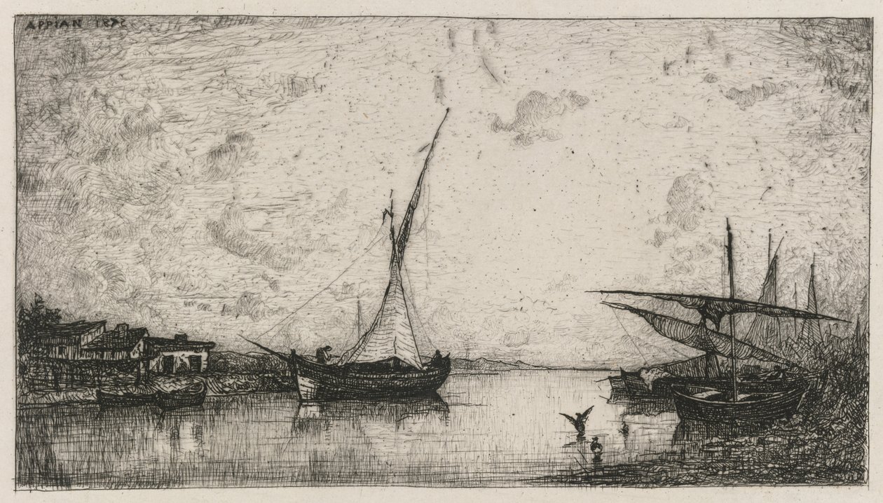 Kanalen ved Martigues, 1872. av Adolphe Appian