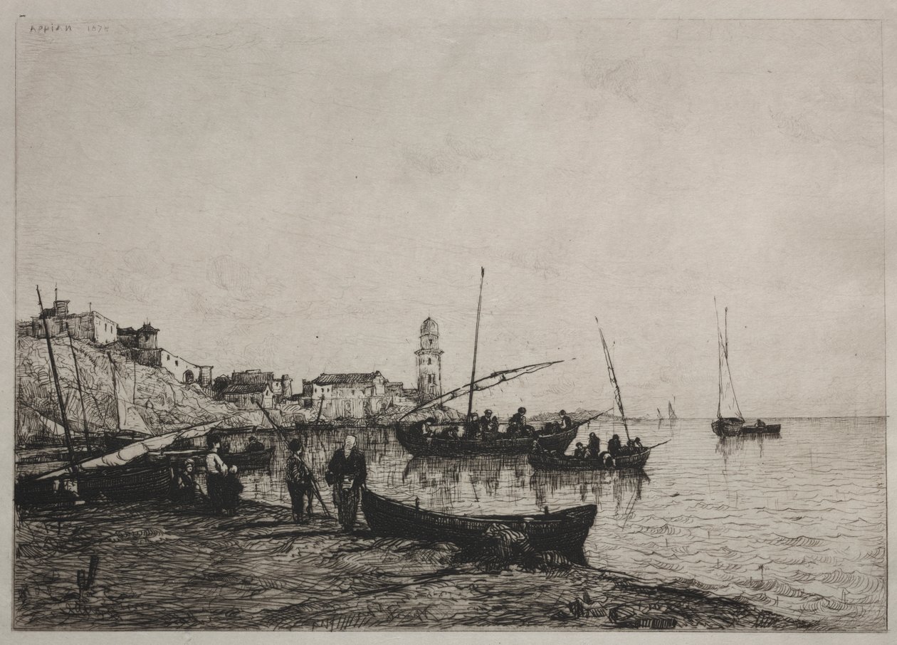 Retur av fiskebåtene ved Collioure, nær den spanske grensen av Adolphe Appian