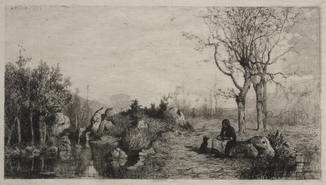 Bredden av en bekk ved Rossillon av Adolphe Appian