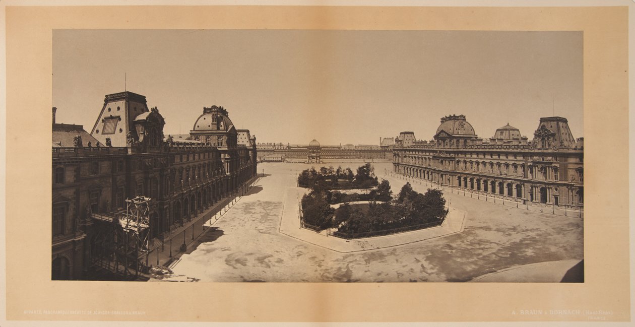 Panoramautsikt over Cour du Carrousel, Louvre av Adolphe Braun