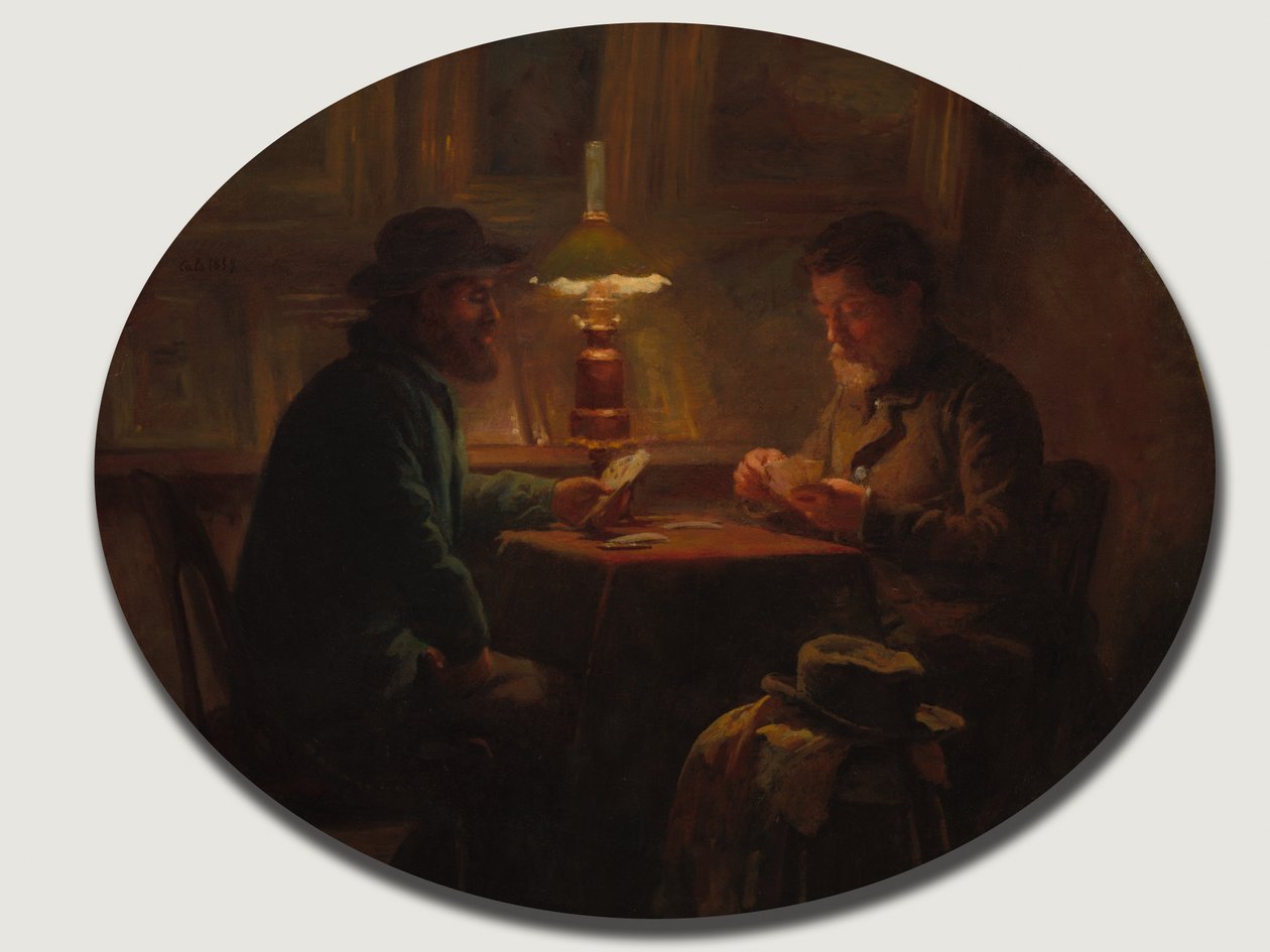 Kortspill hos far Martin, 1859. av Adolphe Felix Cals
