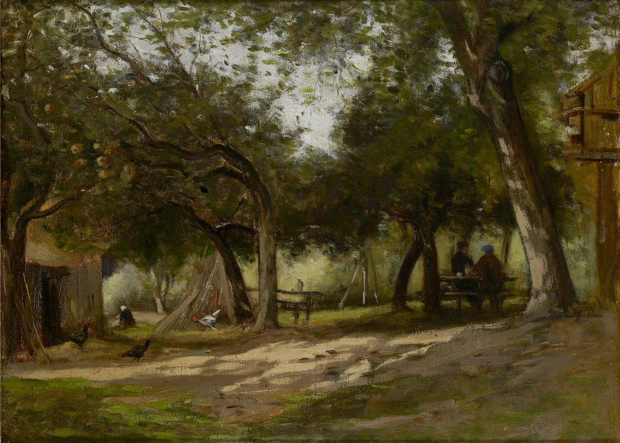 Landskap med gårdstun, 1830-1880 av Adolphe Felix Cals